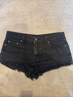 Women's Black Frayed Denim Shorts